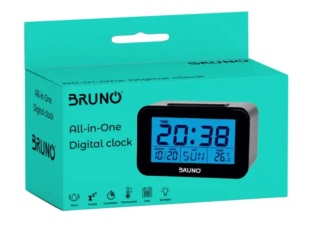 BRUNO ξυπνητήρι BRN-0130 με μέτρηση θερμοκρασίας, °C & °F, μαύρο 2