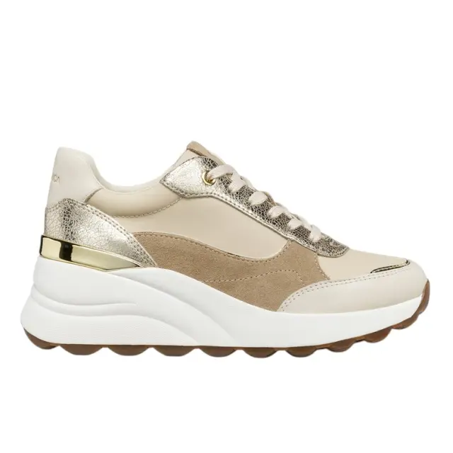Γυναικεία Ανατομικά Δερμάτινα Sneakers Geox Spherica D65WAB 01122 C1S2L Μπεζ/Χρύσο Χρυσό - 37