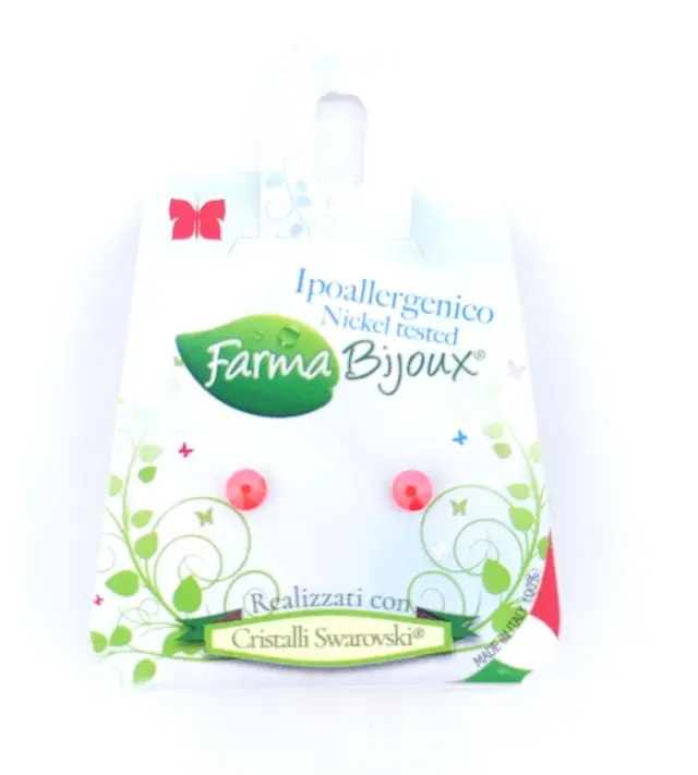 Farma Bijoux, Υποαλλεργικά Σκουλαρίκια Χωρίς Νικέλιο, Κρύσταλλο Neon Πορτοκαλί 4.1mm, 1 ζευγάρι 2
