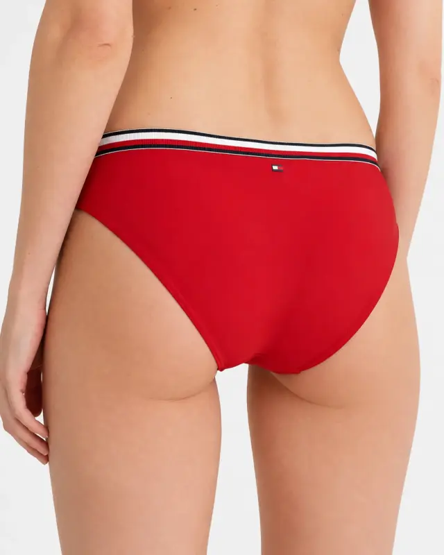 Tommy Hilfiger Γυναικείο Κόκκινο Bikini Slip με Ριγέ Λάστιχο - XS 3