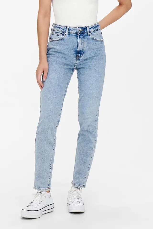 ONLY Emily Ψηλόμεσο Τζιν Ίσιας Γραμμής Light Blue Denim