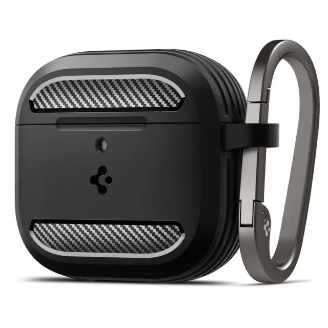 Θήκη Σιλικόνης Spigen Apple AirPods 5/ 4 με Γάντζο Rugged Armor Μαύρο N69130