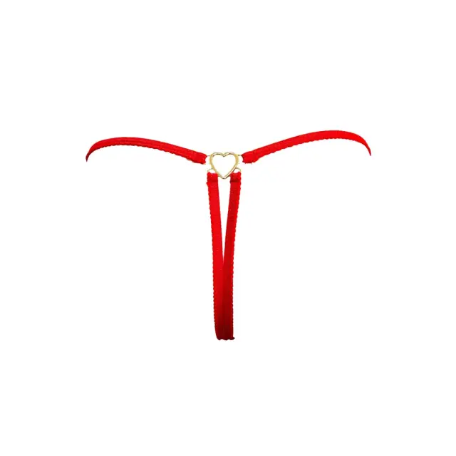 Milena Γυναικείο String Μεταλλική Καρδιά Valentine και Ευχετήρια Κάρτα, Χρώμα Κόκκινο - L-XL 2