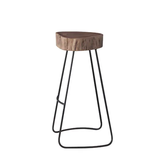 Σκαμπώ Bar ATRIUM Μέταλλο/Ξύλο Μαύρο/Φυσικό 45x42x +/- 76cm
