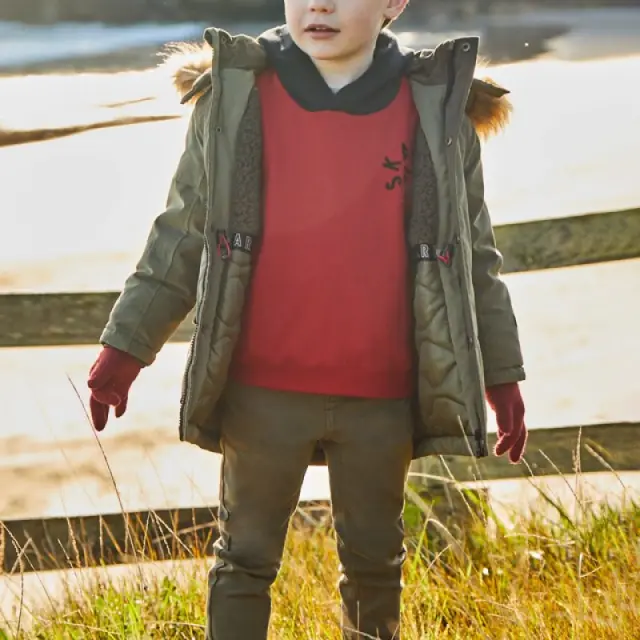 Mini 2 έως 10 ετών Παντελόνι μαλακό slim fit πεύκο - 4Ε