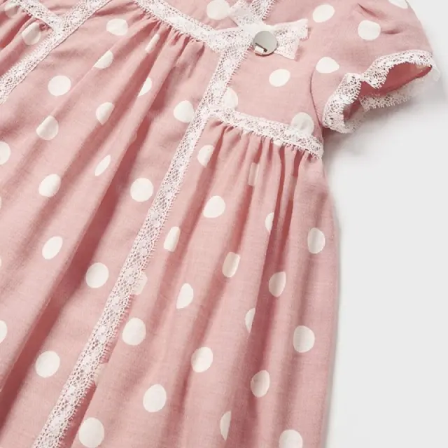 Baby 6 μηνών έως 4 ετών Φόρεμα σταμπωτό με σχέδιο δαντέλα ροζ - 2Ε 2