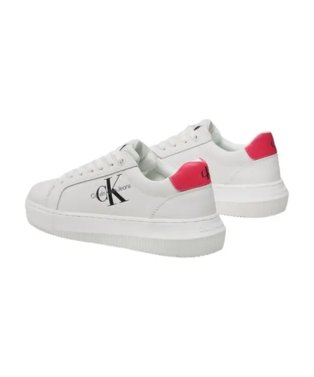 Calvin Klein - Γυναικεία Δερμάτινα Sneakers Chunky Cupsole Mono Wn YW0YW00823-01W Λευκό - 40 2