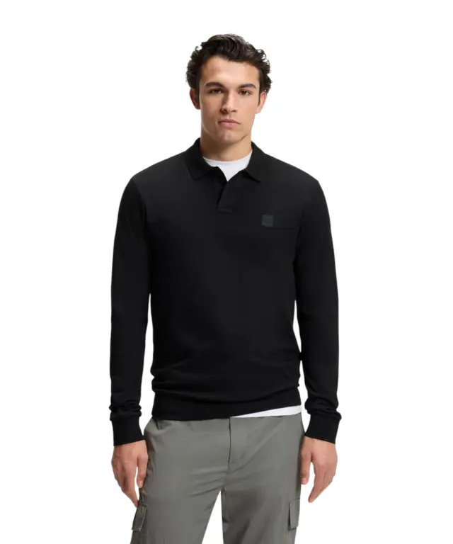 Hugo Boss - Ανδρικό Μακρυμάνικο Μπλουζάκι Polo 50507704-001 Μαύρο