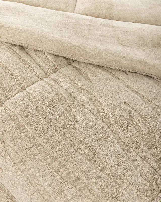 Κουβερτοπάπλωμα 180x240 Ημίδιπλο 720gsm Fleece-Sherpa Nima Norel Beige 100% Πολυέστερ 2