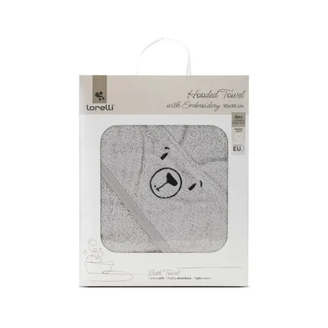 Lorelli Βρεφική Κάπα - Μπουρνούζι 90*90cm Με Κέντημα One Size Soft Grey 10420090005 2