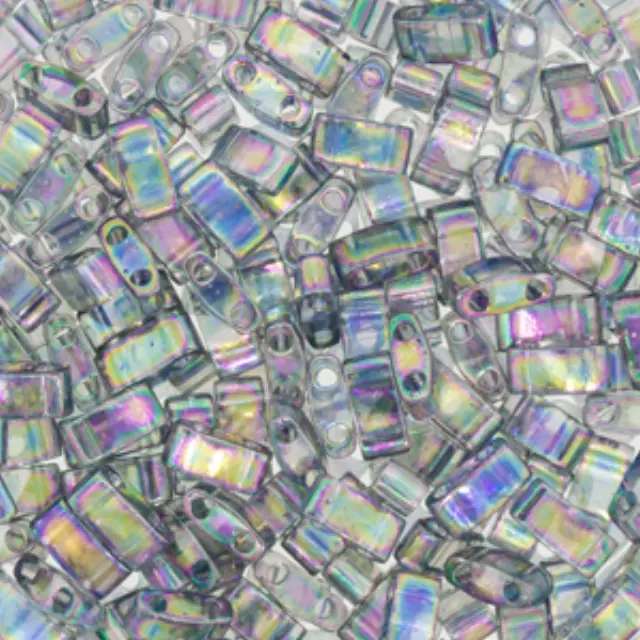 Χάντρα Miyuki Half Tila No2440D Transparent Rainbow Dark Grey ~7gr