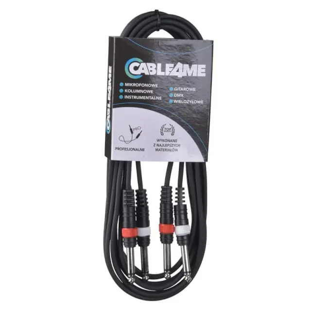 CABLE4ME 2x 6.3mm Mono Jack Male - 2x 6.3mm Mono Jack Male 6m 3