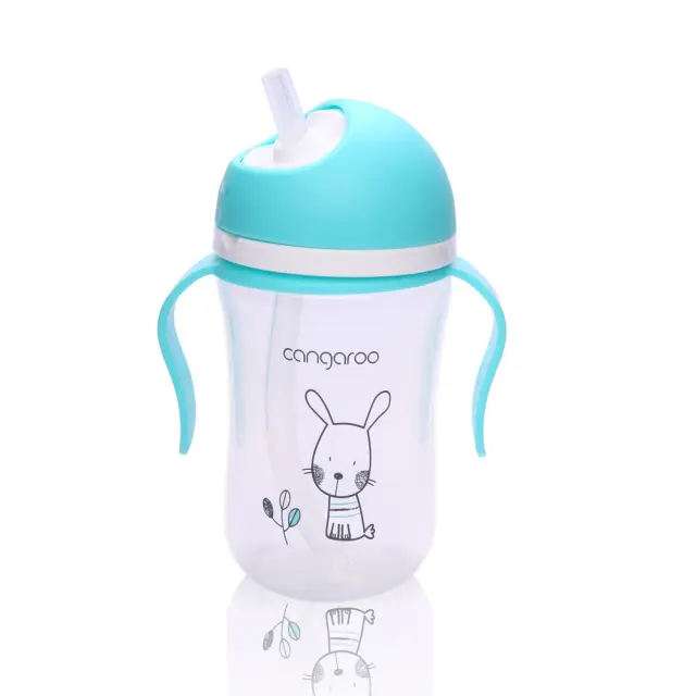 Cangaroo Εκπαιδευτικό Ποτηράκι με Καλαμάκι 300 ml Bunny Blue 3800146259709