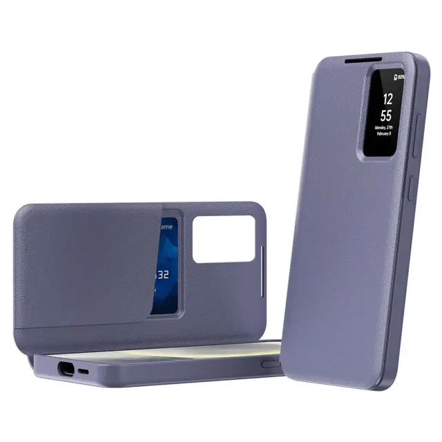 Θήκη Βιβλίο View Cover για Galaxy S25 Ultra-Grey Purple OEM 2