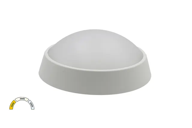LED ΠΛΑΦΟΝΙΕΡΑ PC ΣΤΡΟΓΓΥΛΗ Φ180mm 15W CCT IP65 ΛΕΥΚΗ