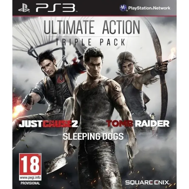 PS3 Game Ultimate Action Triple Pack (Just Cause 2/Sleeping Dogs/Tomb Raider) (USED)