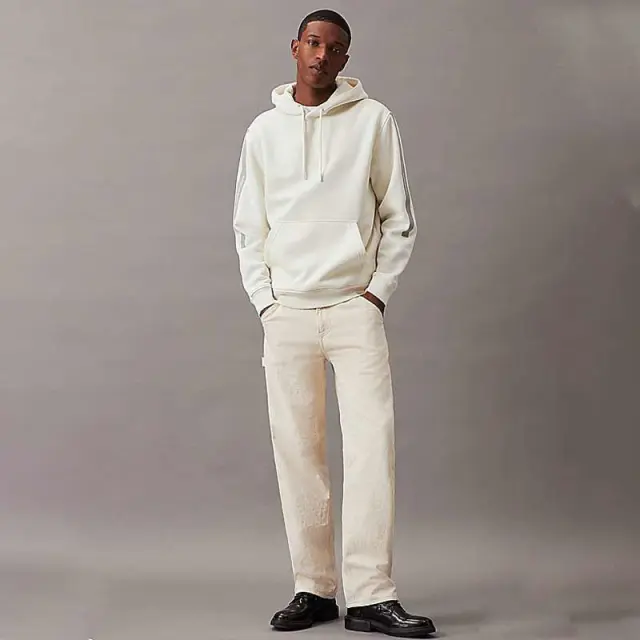 Calvin Klein - Ανδρικό Φούτερ Logo Tape Regular Fit J30J325632-YBI Λευκό - XL 3