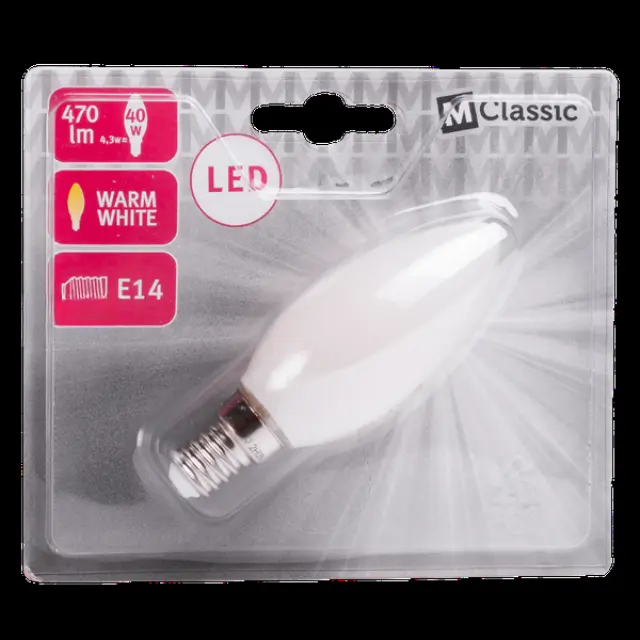 LED Bulb Filament E14 4.3W B35 2700K 470lm FR