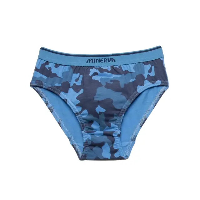 Minerva Παιδικό Εφηβικό Slip Αγόρι Blue Camo - Τριπλό Πακέτο, Χρώμα Μαρίν-Camo-Γκρι Μελ. 2