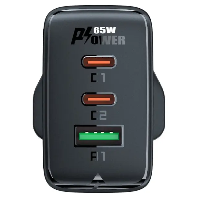 Φορτιστής Ταξιδίου Acefast A44 Fast Charging 2xUSB-C PD65W USB-A GaN Μαύρος με UK Plug 3
