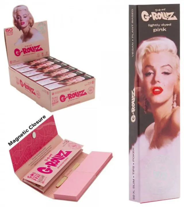 G-Rollz Χαρτάκια Pink (Faboulous Face) - King Size Slim 50φ. με Τζιβάνα
