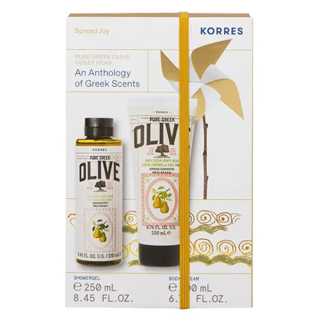 KORRES Promo Pure Greek Olive Honey Pear Αφρόλουτρο, 250ml & Pure Greek Olive Honey Pear Κρέμα Σώματος, 200ml, 1σετ