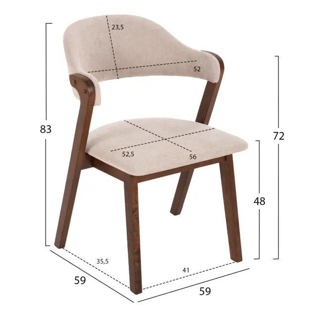 ΚΑΡΕΚΛΑ FB99734.02 RUBBERWOOD ΣΕ ΚΑΡΥΔΙ-ΥΦΑΣΜΑ ΕΚΡΟΥ 59x59x83Yεκ. 2
