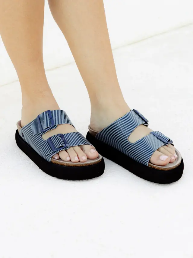 Genuins Πέδιλα Γυναικείο Vegan Peta Μπλέ GEN/HONOLULU PLATFORM G106309 MARIN 2