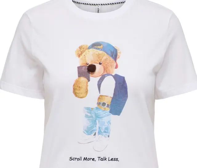 ONLY T-SHIRT TEDDY TALK Λευκό - XS 3