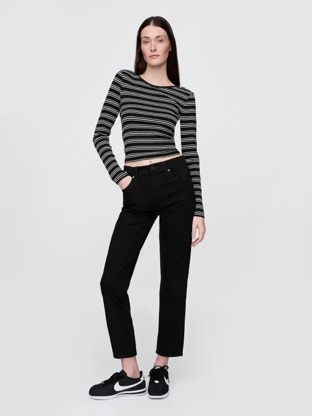Μαύρο High Rise Cheeky Straight Τζιν Παντελόνι Black wash - 30REG