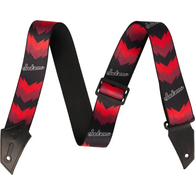 Jackson Double V Pattern Ζώνη Κιθάρας/ Μπάσου Μαύρη/Κόκκινη