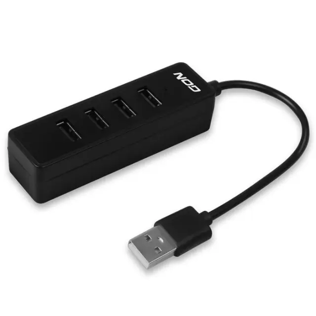 USB 2.0 Hub 4 θυρών σε μαύρο χρώμα.