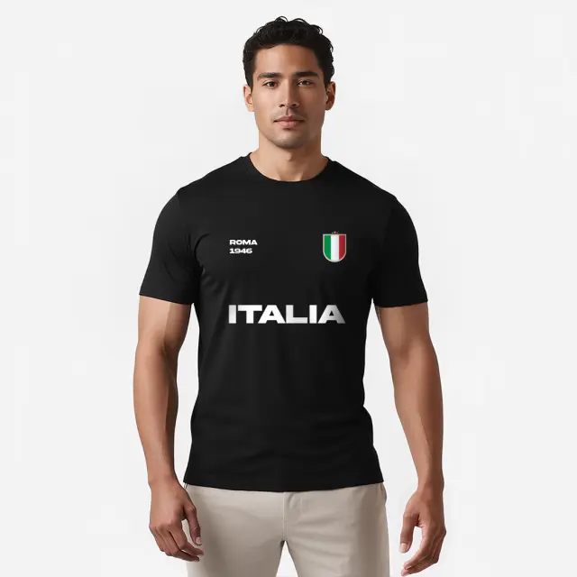 T-shirt Noshame® Μαύρο με τύπωμα Italia - 112563 - XXL