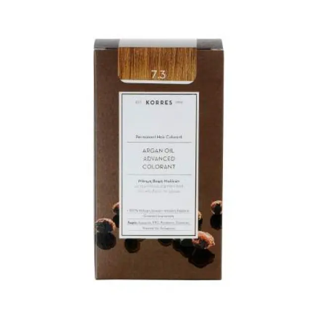 Korres Argan Oil Advanced Colorant Μόνιμη Βαφή Μαλλιών 7.3 Ξανθό Χρυσό Μελί, 50ml 3