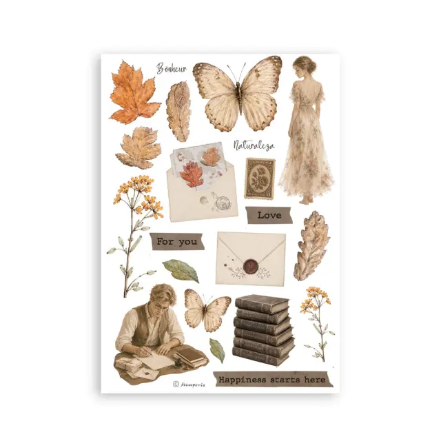 Αυτοκόλλητα Washi pad A5, 8 φύλλα, Flowers and Poems 2