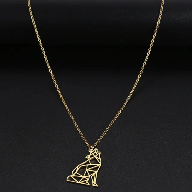 Ghetto Wolf Design Necklace Stainless Steel Gold