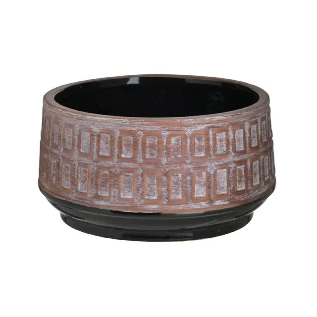 Μπολ Αντικέ Μπεζ/Μαύρο Κεραμικό Φ25x14cm 3-70-685-0239