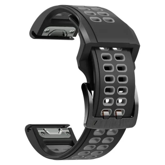 Λουράκι Σιλικόνης ΓιαGarmin Fenix 3/5x/3hr/5x Plus/6x/6x Pro/7x/8/9 (51mm) - Μαύρο Με Διπλό Μαύρο Κλείσιμο ΟΕΜ