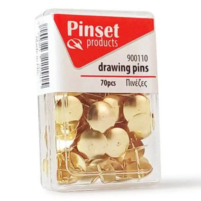 Πινέζες Pinset 70τεμ Χρυσές