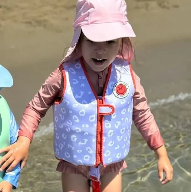 Swim Essentials Σωσίβιο γιλέκο κολύμβησης με ιμάντα ασφαλείας (3-6 ετών) "Lila Leopard" 115107 2