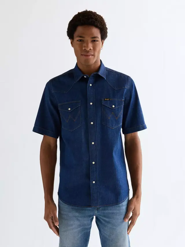 Wrangler Ανδρικό Τζιν Πουκάμισο 112378127 – Dark Blue - S
