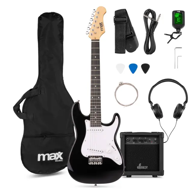 MAX GIGKIT JUNIOR ΠΑΚΕΤΟ ΗΛΕΚΤΡΙΚΗΣ ΚΙΘΑΡΑΣ 3/4 ΜΑΥΡΟ