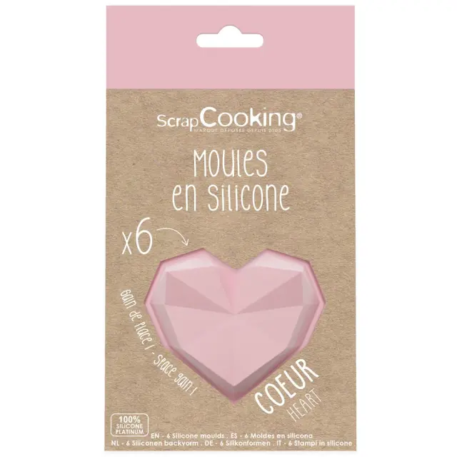 ScrapCooking Καλούπι Σιλικόνης - Διαμαντένιες Καρδιές - 6τμχ.