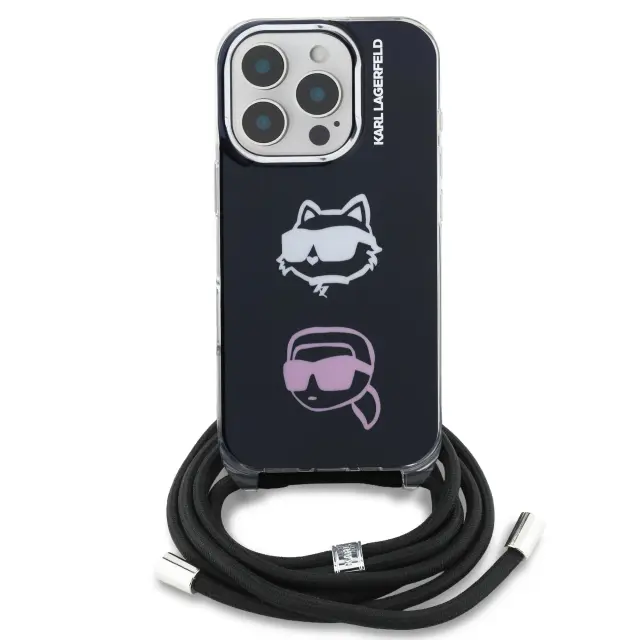 Karl Lagerfeld IML Crossbody K&CH Heads Case for iPhone 16 Pro Black 2