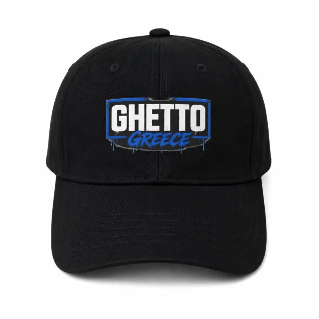 GHETTO GREECE Black Baseball Cap – Adjustable Adult Size 2