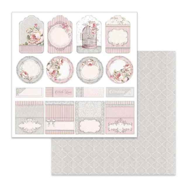 Χαρτί Scrapbooking Stamperia Διπλής Όψης - Wedding Tag And Placeholder - 31x30cm