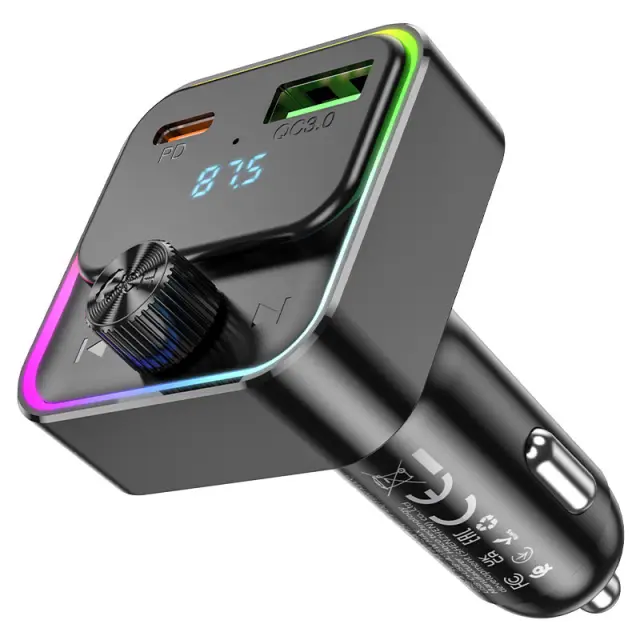 Hoco FM Transmitter Αυτοκινήτου με δυνατότητα σύνδεσης Bluetooth και USB Μαύρο E81