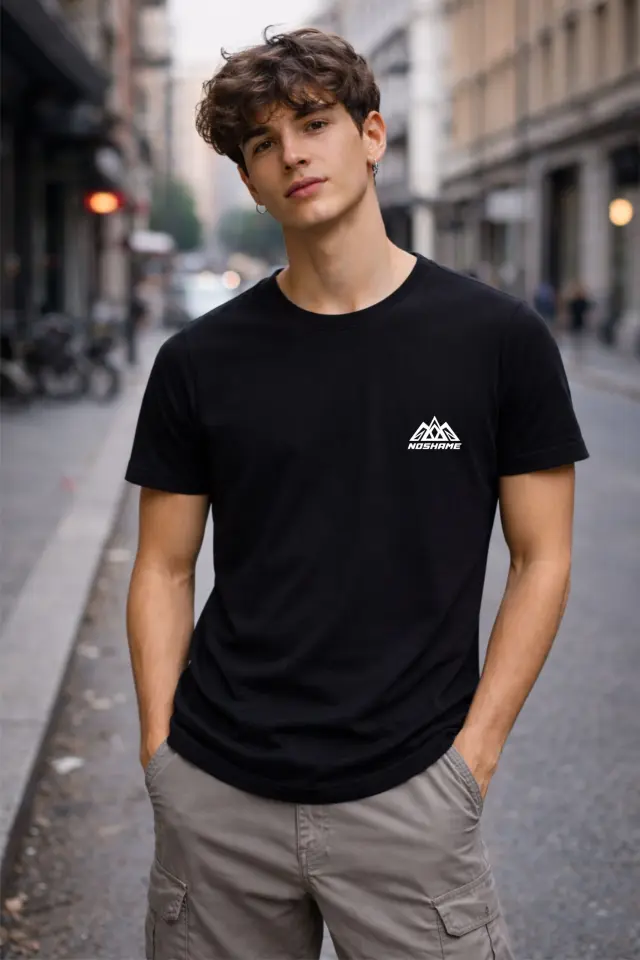 T-shirt Noshame® Μαύρο με τύπωμα - 142688 - XXL