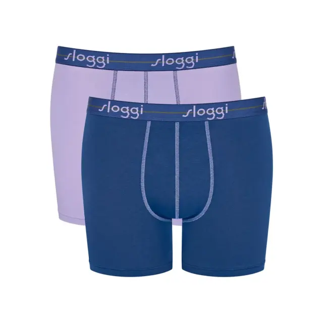 Sloggi Ανδρικό Boxer Start Short Box - Διπλό Πακέτο, Χρώμα Μπλέ-Λιλά - M