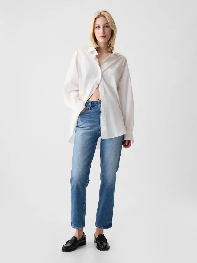 Μπλε High Rise Cheeky Straight Τζιν Washwell Light indigo